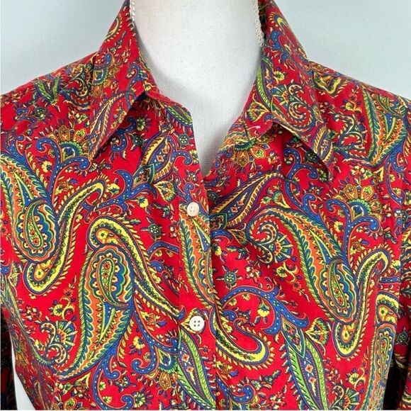 EUC Lauren Ralph Lauren PaisleyTop (size 1X) - Picture 5 of 9